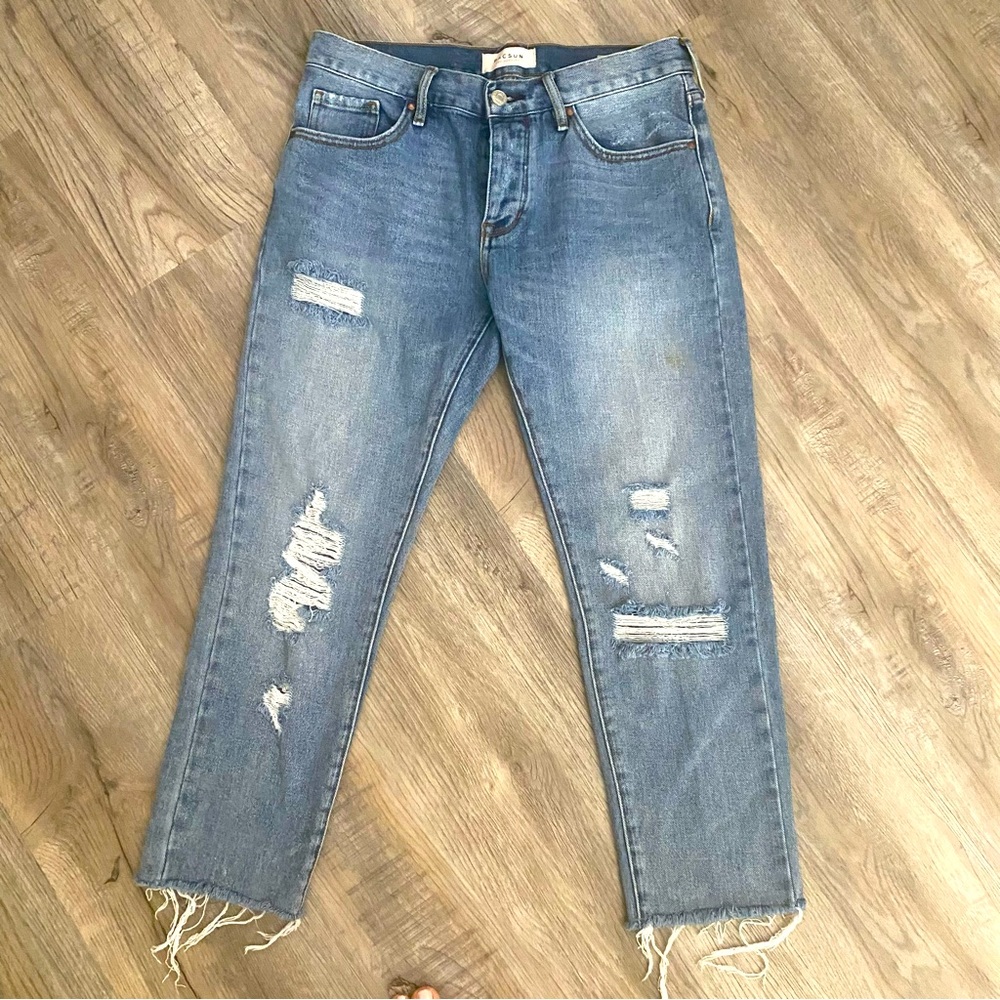 PacSun “Girlfriend” Blue Jeans Size 26 Cropped Denim Button Fly Casual